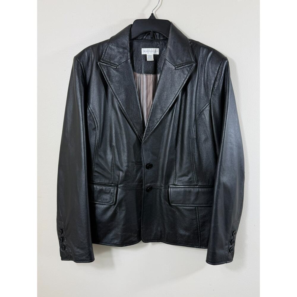 Worthington Y2K Leather Blazer Women’s XL Black Minimalist